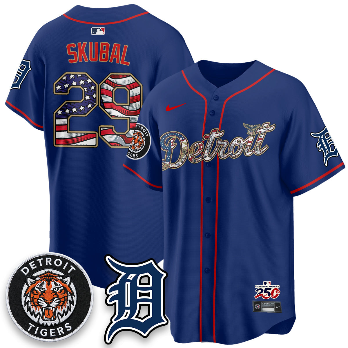 Detroit Tigers 2026 Independence Day USA Vapor Limited Jersey - Stitched