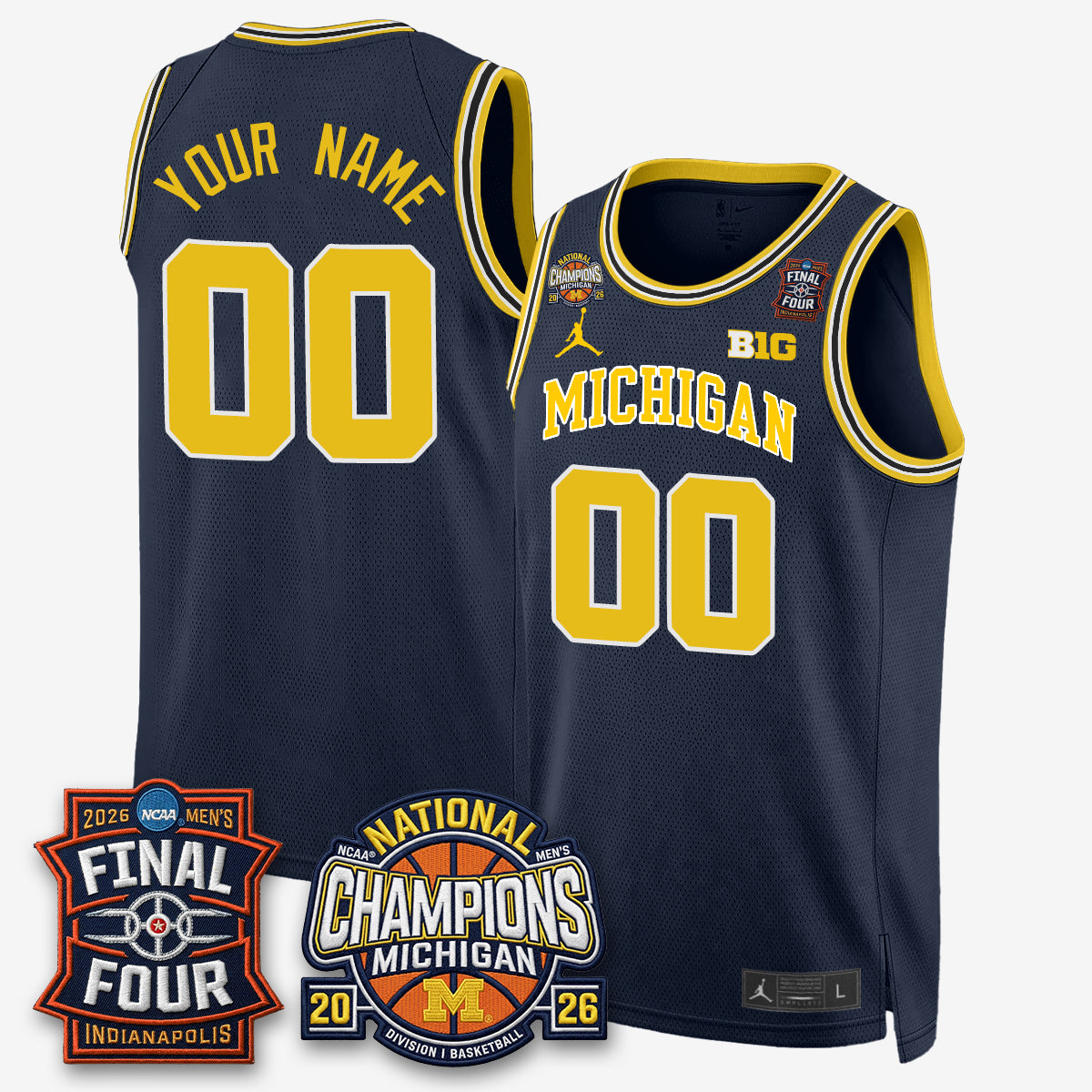 Michigan Wolverines Men's Basketball National Champions Big Text Limited Vapor Custom Jersey - Stitched-Cuztomshoes