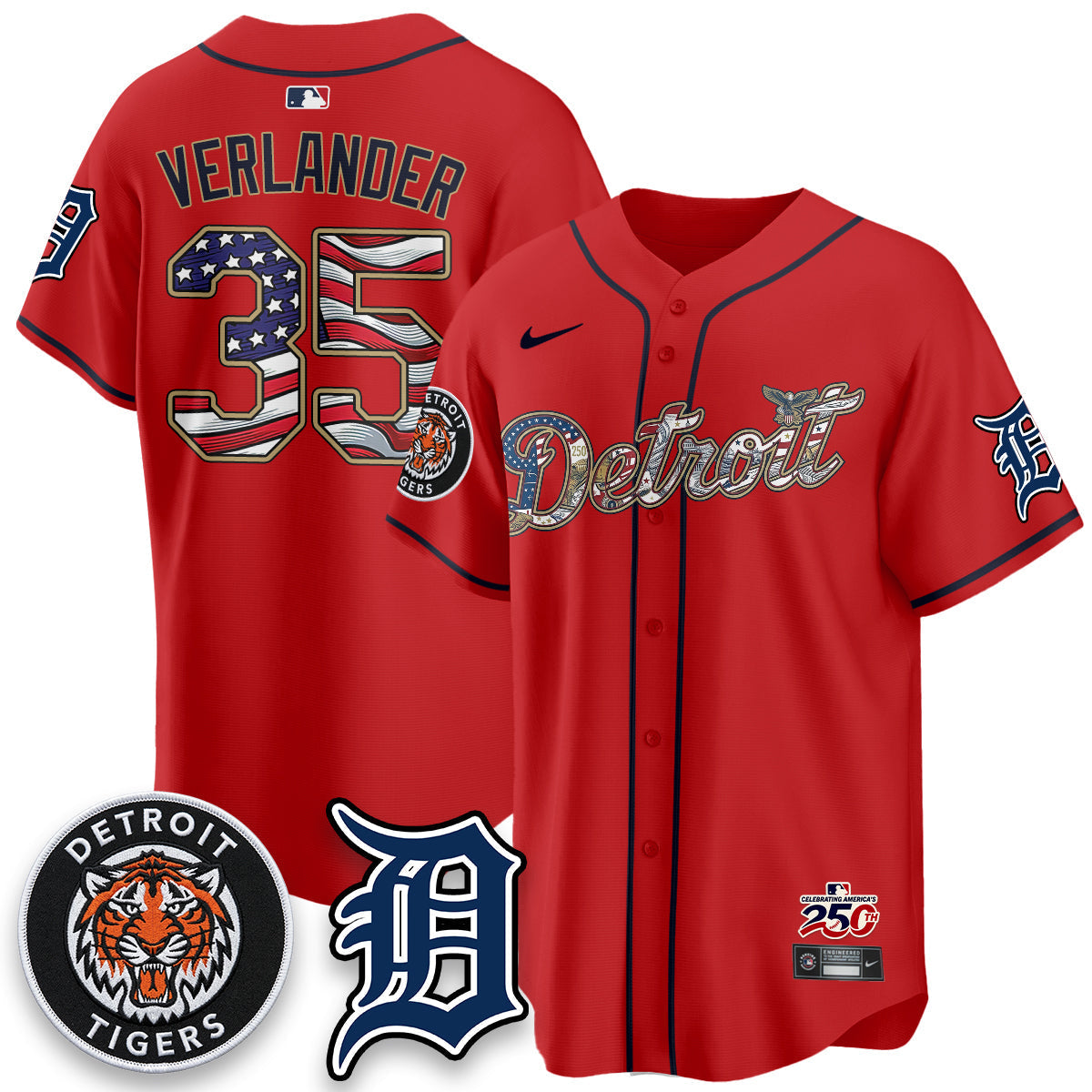 Detroit Tigers 2026 Independence Day USA Vapor Limited Jersey - Stitched