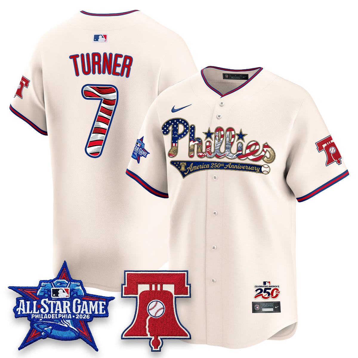 Philadelphia Phillies 2026 Independence Day USA Vapor Limited Jersey - Stitched-Cuztomshoes