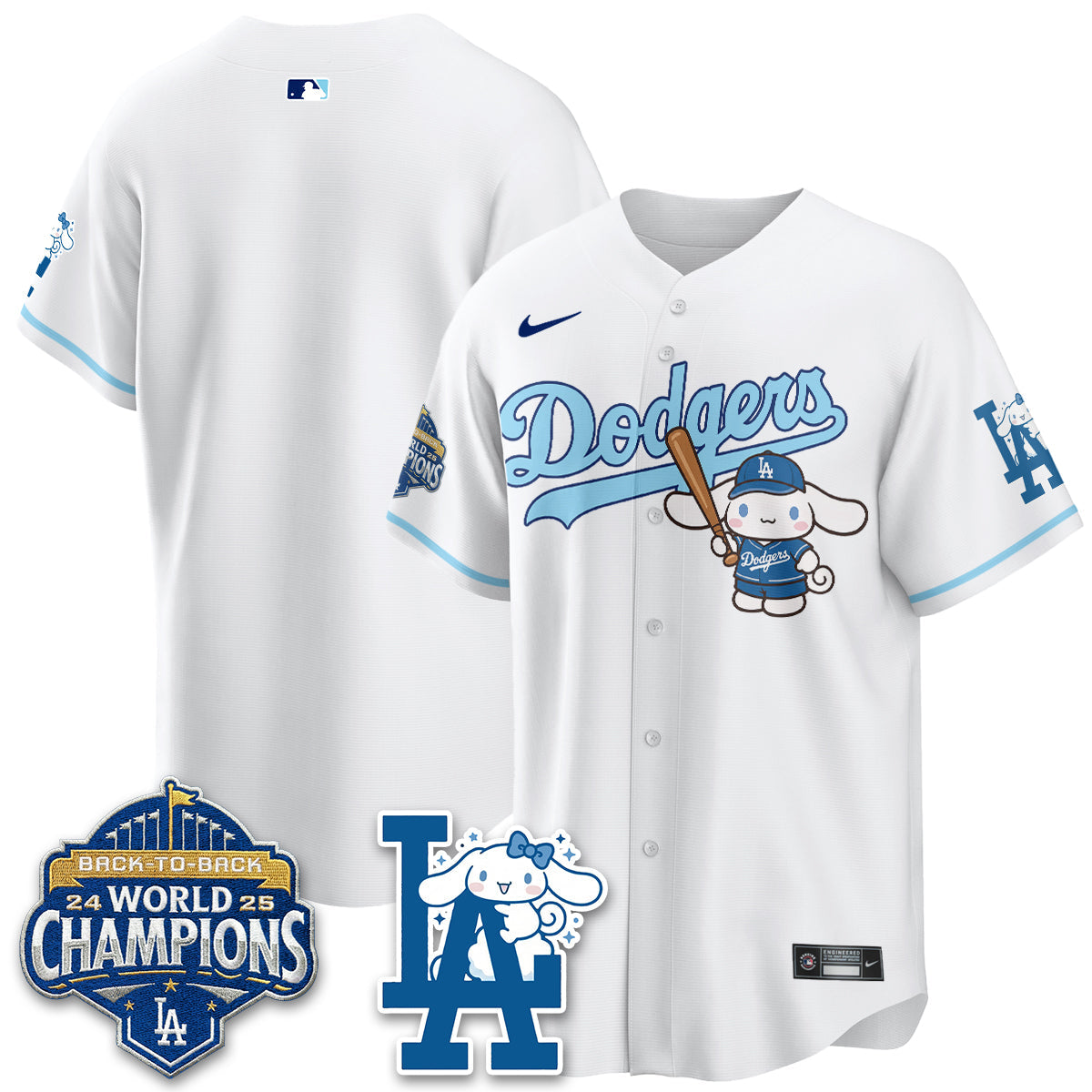 Los Angeles Dodgers Cinnamoroll Edition Vapor Jersey - Stitched-Cuztomshoes