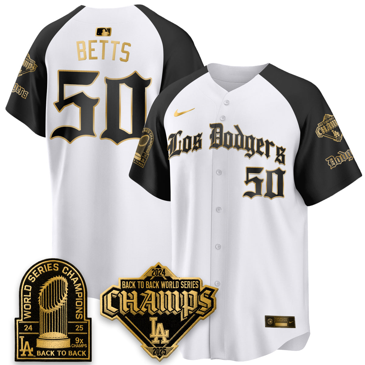 Los Angeles Dodgers World Series Champions B2B Patch Vapor Premier Limited Gothic Edition Jersey - Stitched-Cuztomshoes