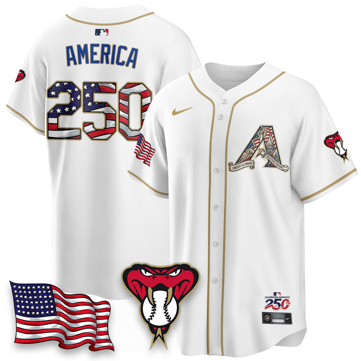 Arizona Diamonbacks 2026 Independence Day USA Vapor Limited Jersey - Stitched-Cuztomshoes