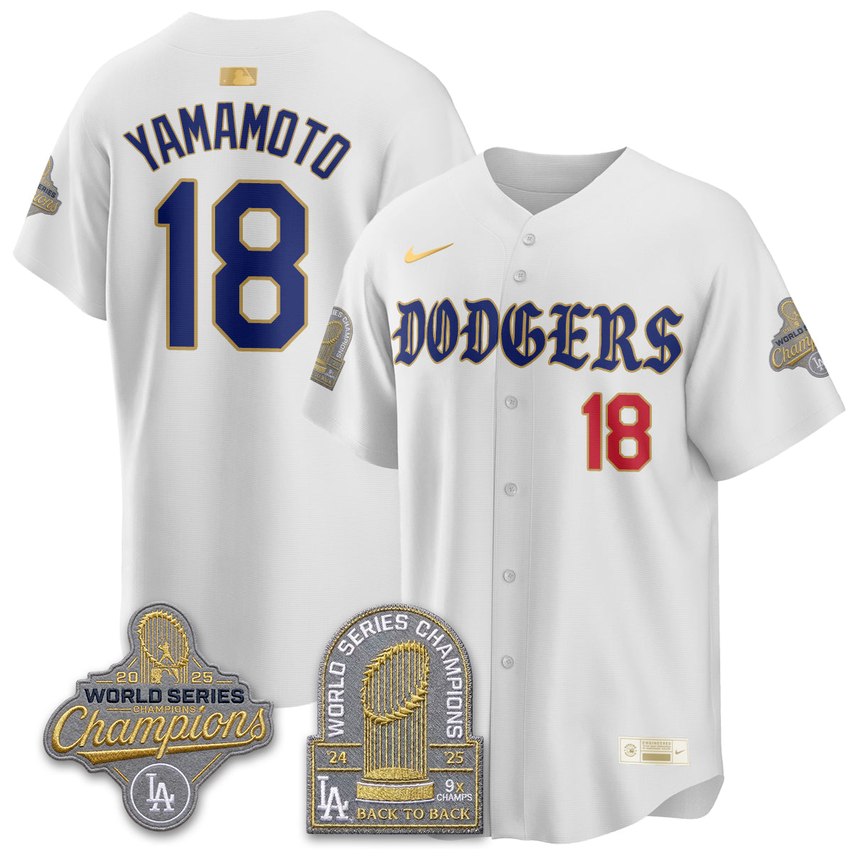 Los Angeles Dodgers Vapor Limited Jersey - Back to Back 9x Champs - Stitched-Cuztomshoes