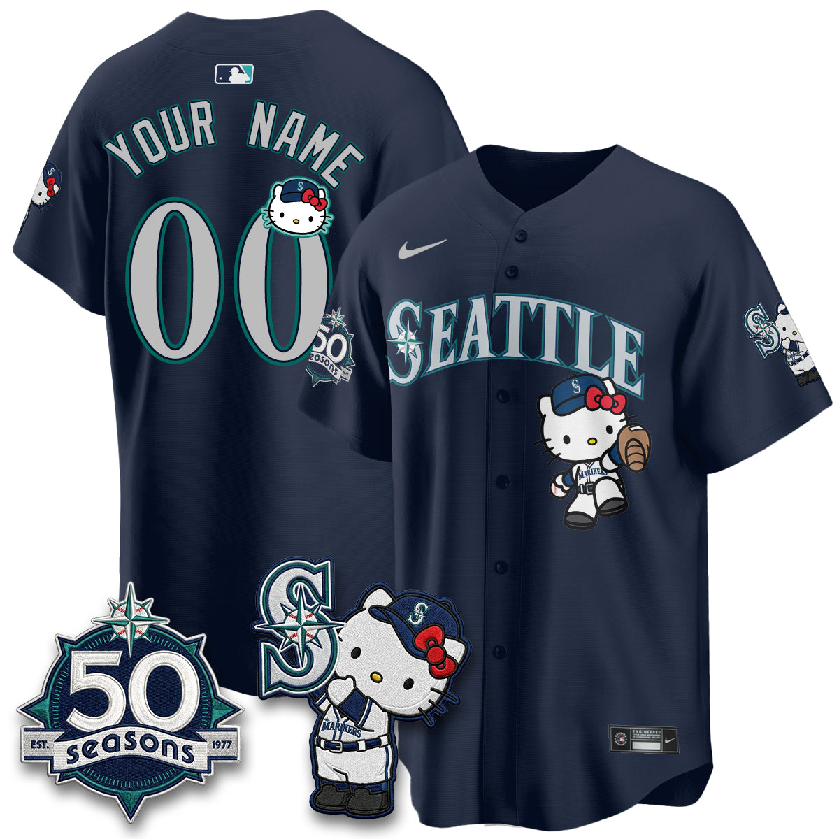 Seattle Mariners x Meow KT Night Limited Custom Jersey - Stitched V2