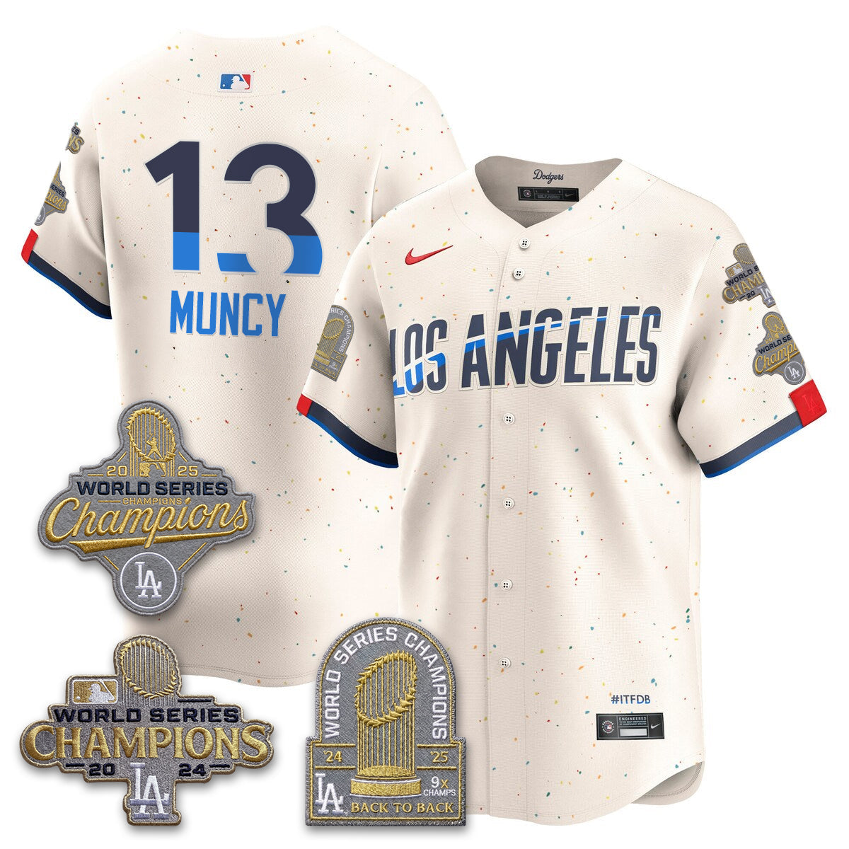 Los Angeles Dodgers Gold Collection Stadium Vapor Limited Jersey - Back to Back 9x Champs - Stitched-Cuztomshoes