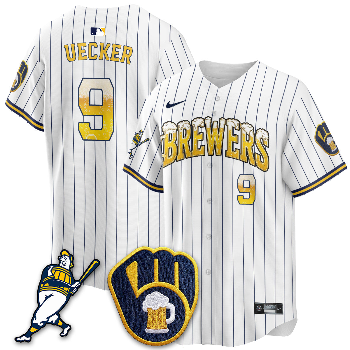 Milwaukee Brewers "Pitcher & Pint" Edition Vapor Limited Jersey - Stitched-Cuztomshoes