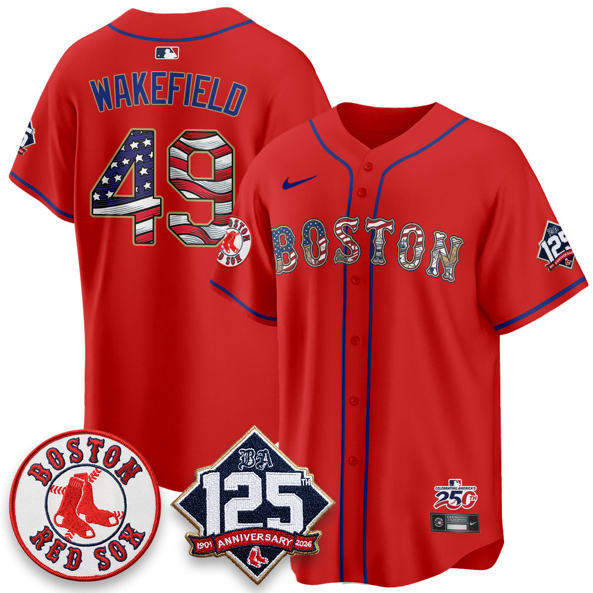 Boston Red Sox 2026 Independence Day USA Vapor Limited Jersey - Stitched-Cuztomshoes