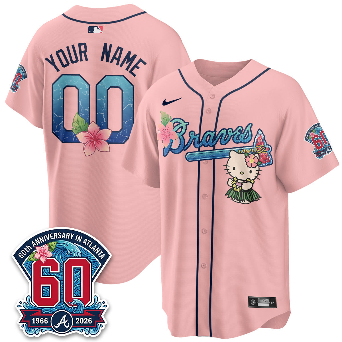 Atlanta Braves x Meow Aloha Spirit Vapor Custom Jersey - Stitched-Cuztomshoes
