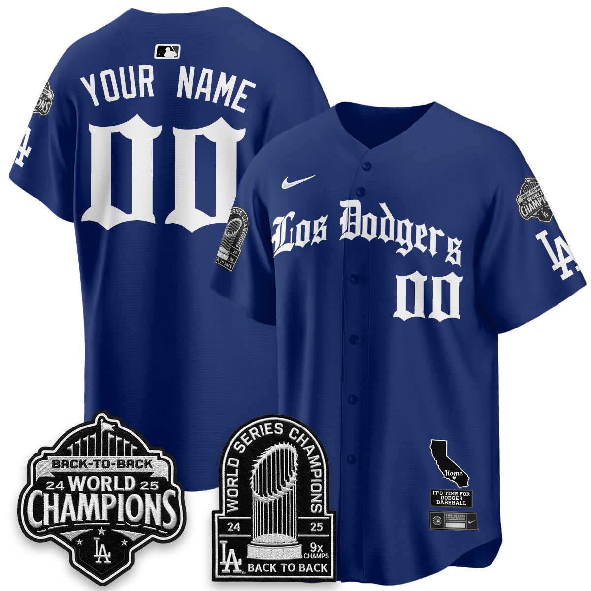 Los Angeles Dodgers World Series Champions Vapor Premier Limited Gothic Edition Custom Jersey - Stitched