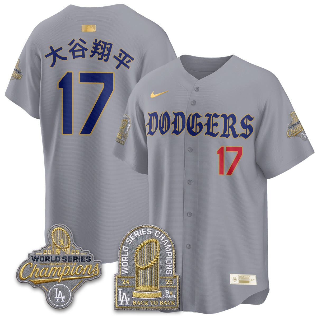 Los Angeles Dodgers Vapor Limited Jersey - Back to Back 9x Champs - Stitched-Cuztomshoes