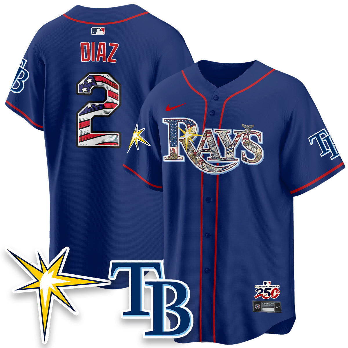 Tampa Bay Rays 2026 Independence Day USA Vapor Limited Jersey - Stitched