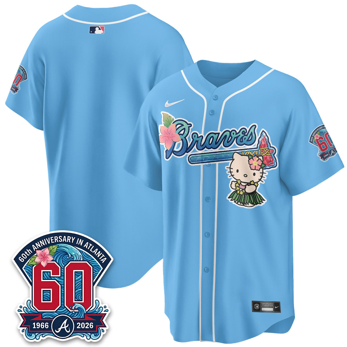 Atlanta Braves x Meow Aloha Spirit Vapor Jersey - Stitched-Cuztomshoes