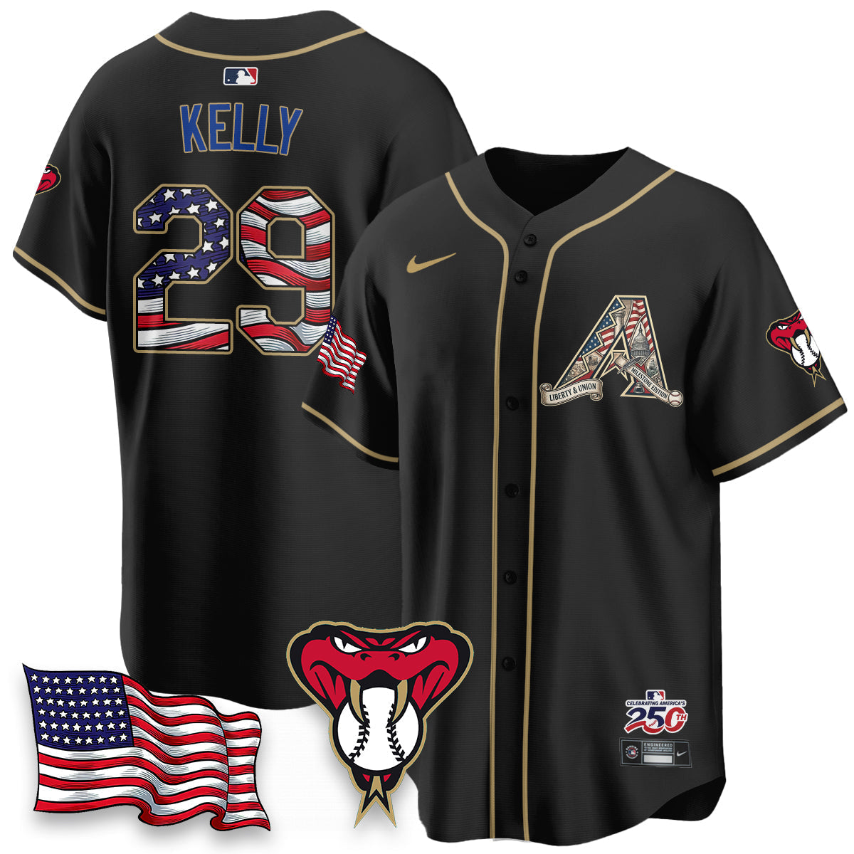 Arizona Diamonbacks 2026 Independence Day USA Vapor Limited Jersey - Stitched-Cuztomshoes