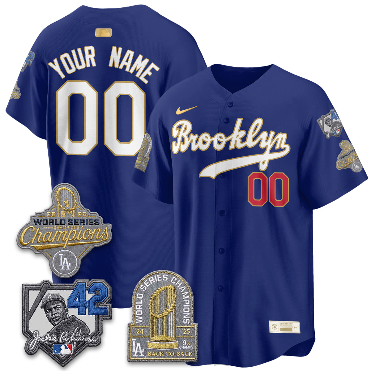 Los Angeles Dodgers 2026 Brooklyn Jackie Robinson Limited Custom Jersey - Stitched-Cuztomshoes