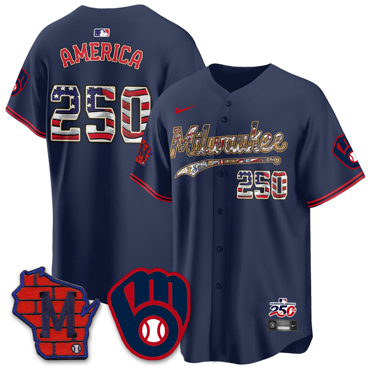 Milwaukee Brewers 2026 Independence Day USA Vapor Limited Jersey - Stitched-Cuztomshoes