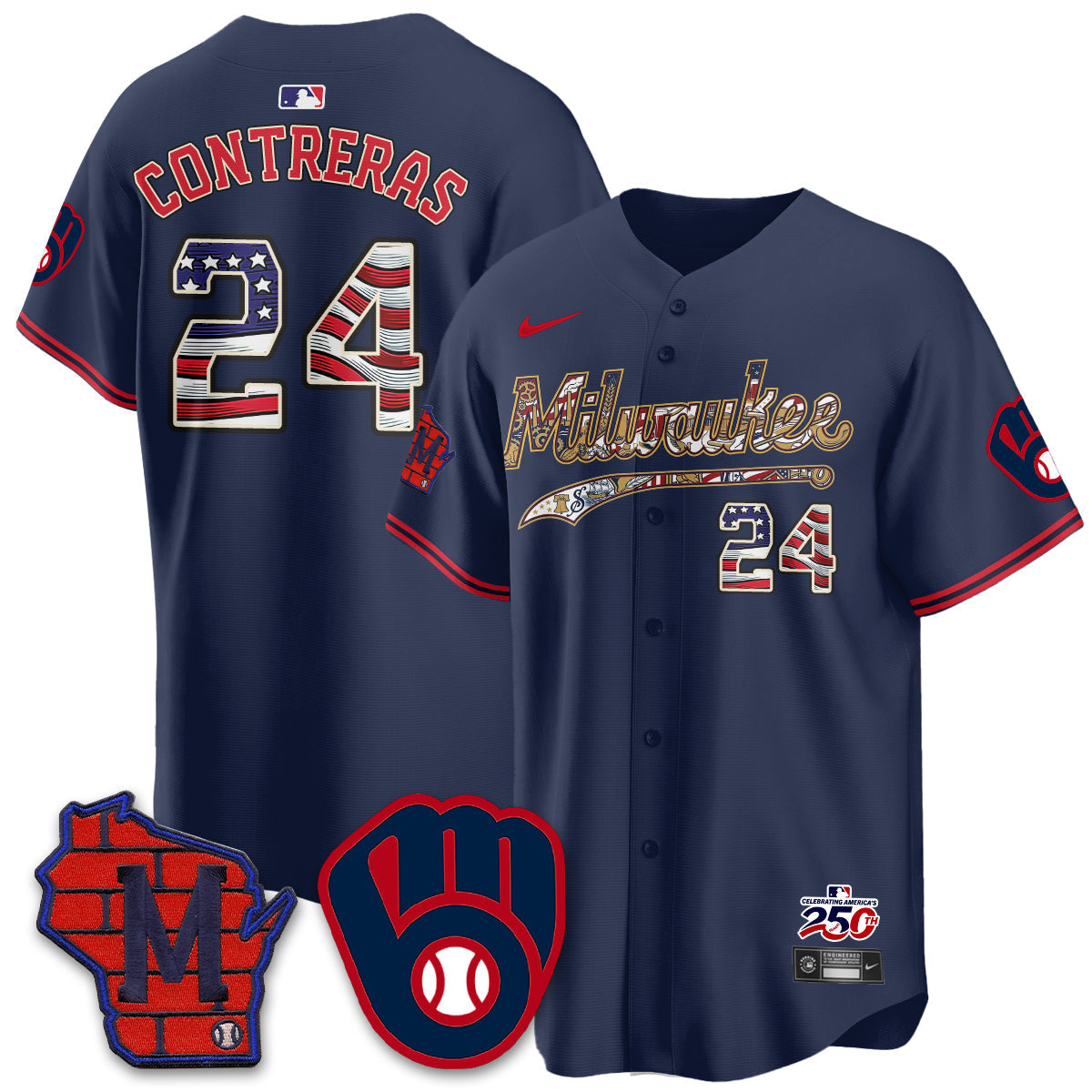Milwaukee Brewers 2026 Independence Day USA Vapor Limited Jersey - Stitched-Cuztomshoes