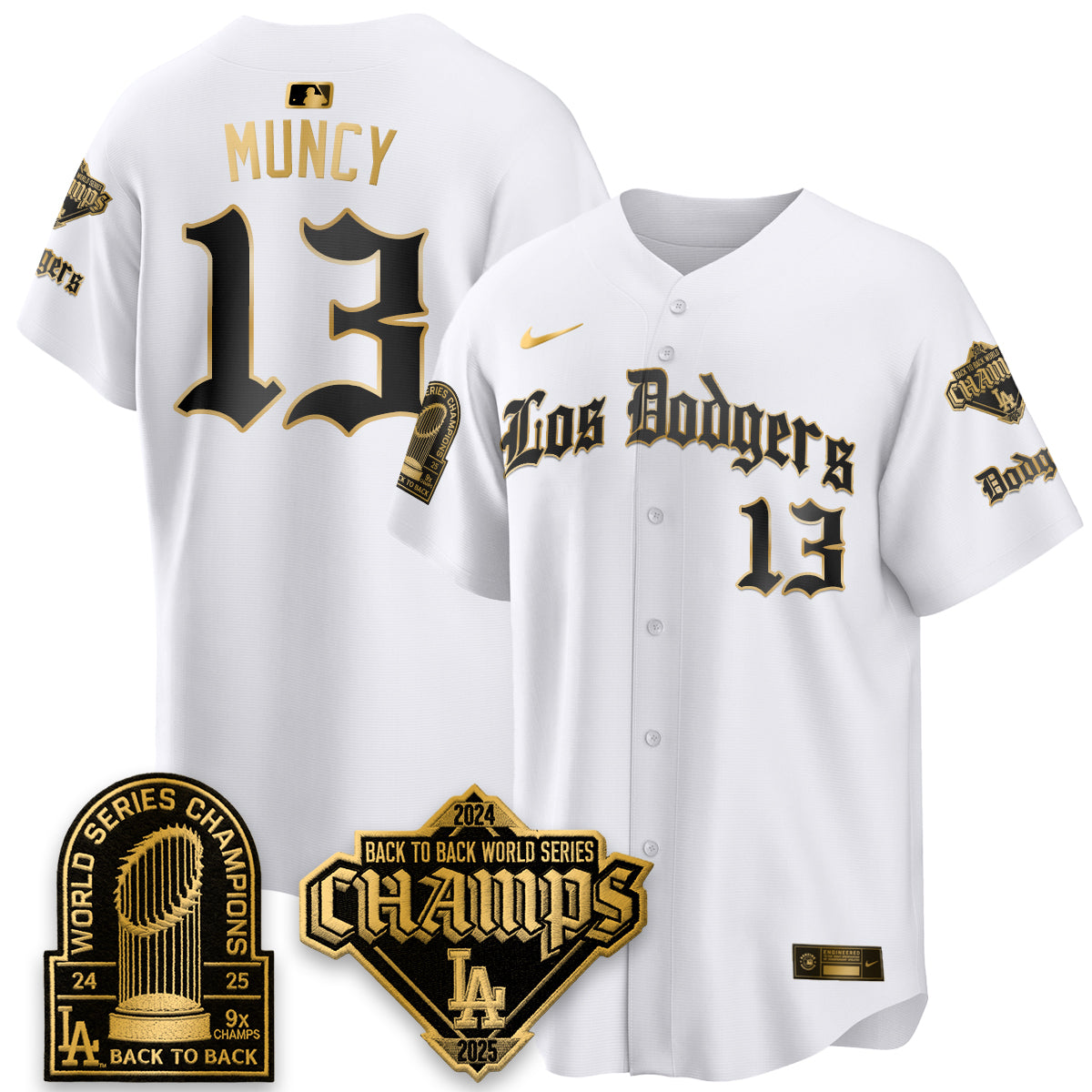 Los Angeles Dodgers World Series Champions B2B Patch Vapor Premier Limited Gothic Edition Jersey - Stitched-Cuztomshoes