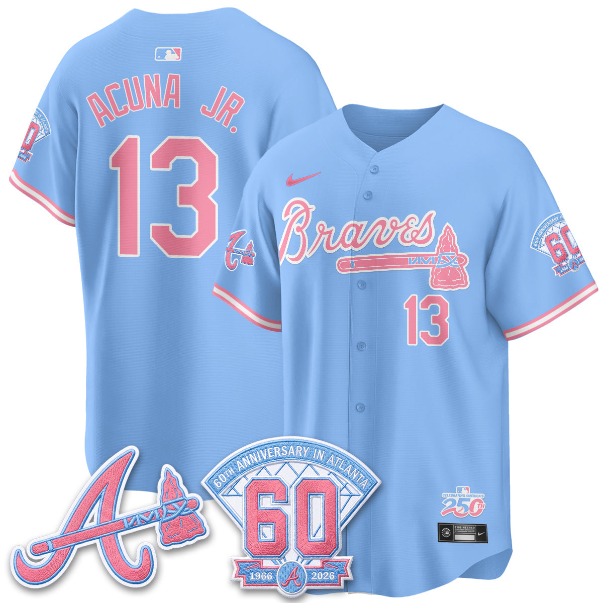 Atlanta Braves x Bubblegum Vapor Jersey - Stitched