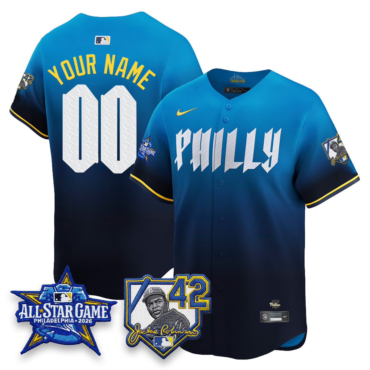 Philadelphia Phillies 2026 Jackie Robinson New Era - All Star Game Vapor Limited Custom Jersey - Stitched