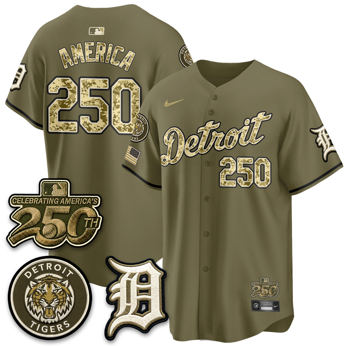 Detroit Tigers 2026 Armed Forces Day Jersey - Stitched