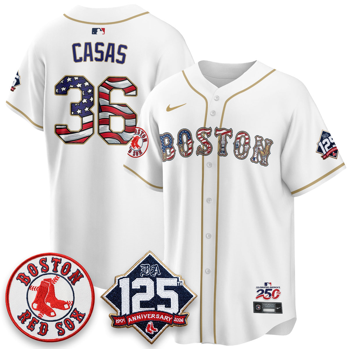 Boston Red Sox 2026 Independence Day USA Vapor Limited Jersey - Stitched-Cuztomshoes