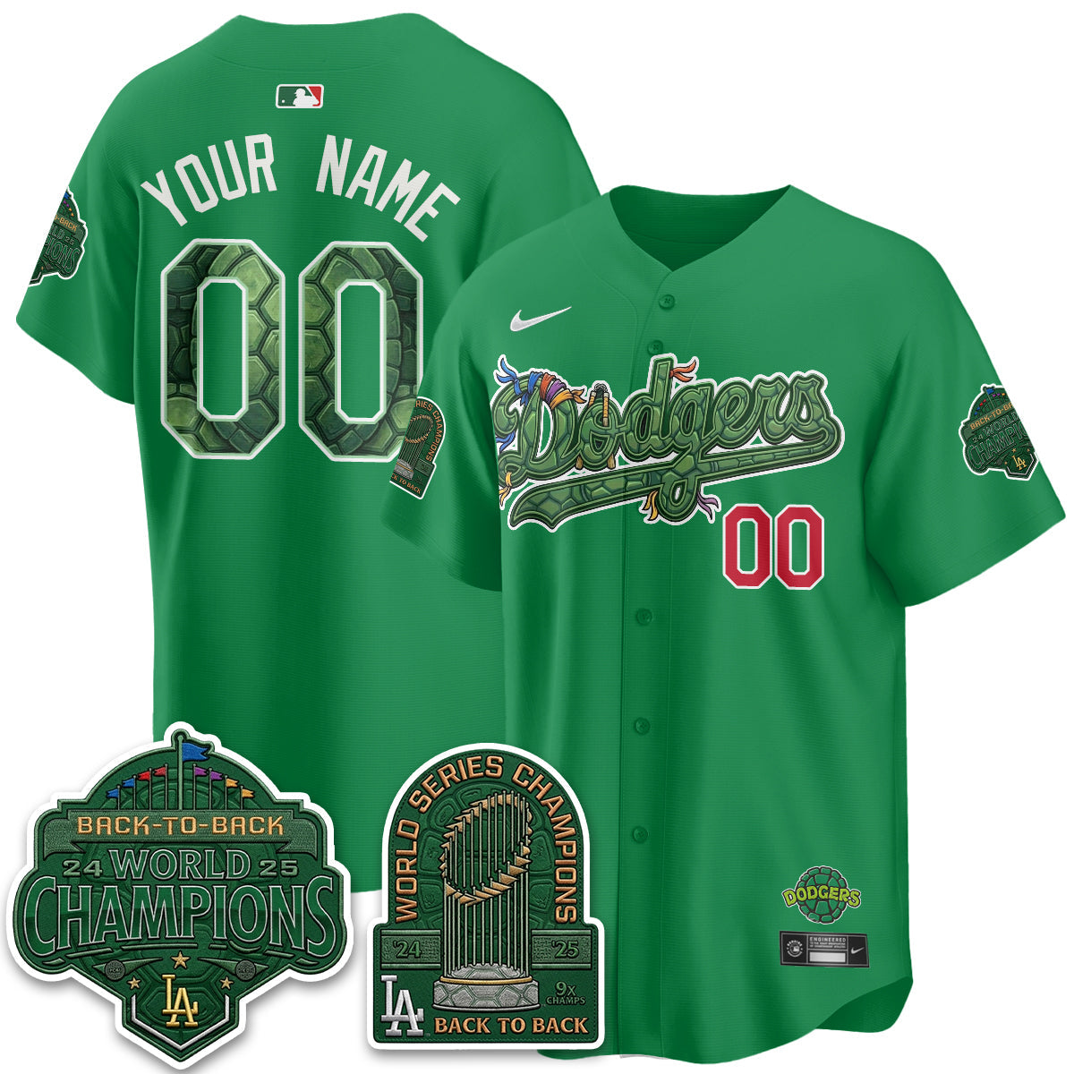 Los Angeles Dodgers x TMNT 2026 Vapor Custom Jersey - Stitched-Cuztomshoes