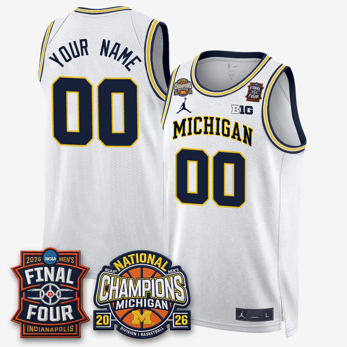 Michigan Wolverines Men's Basketball National Champions Big Text Limited Vapor Custom Jersey - Stitched-Cuztomshoes