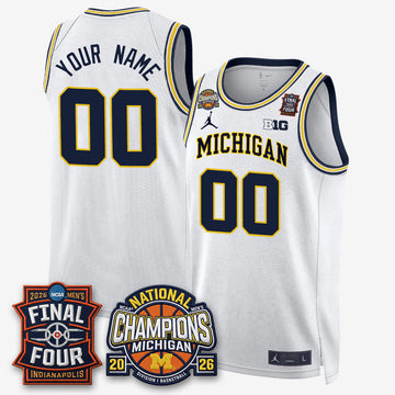 Michigan Wolverines Men's Basketball National Champions Big Text Limited Vapor Custom Jersey - Stitched-Cuztomshoes