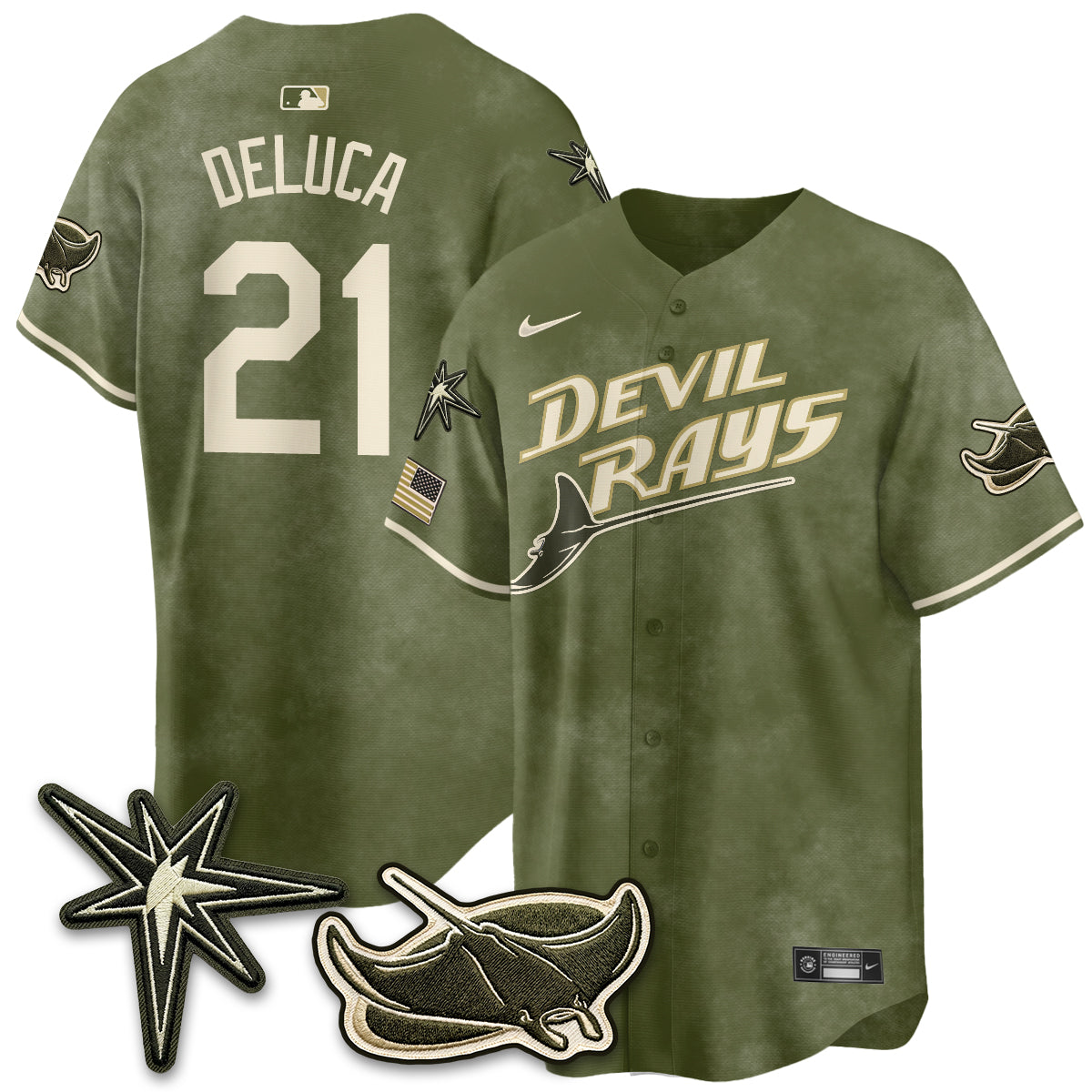 Tampa Bay Rays New Era Olive 2026 Armed Forces Day Jersey - Stitched