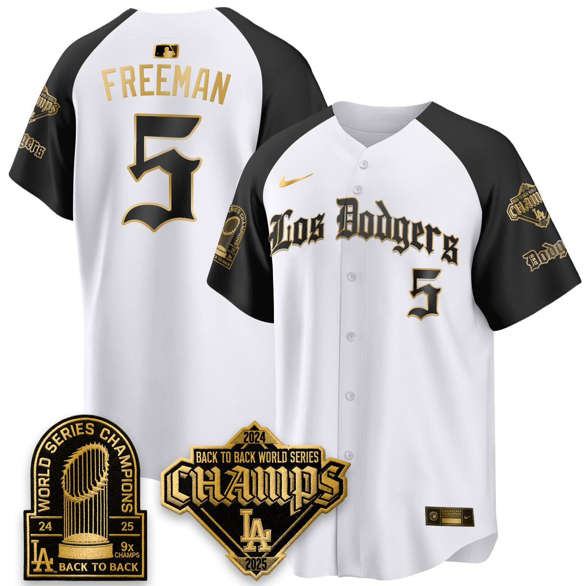 Los Angeles Dodgers World Series Champions B2B Patch Vapor Premier Limited Gothic Edition Jersey - Stitched-Cuztomshoes