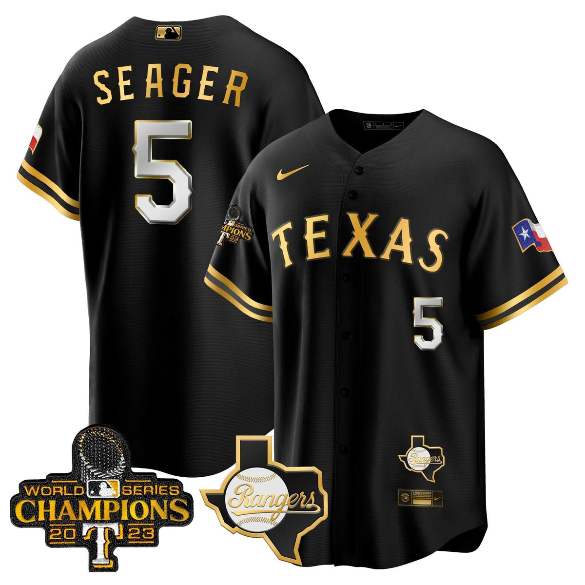 Texas Rangers 2023 World Series Champions Cool Base Jersey V2 - Stitched-Cuztomshoes