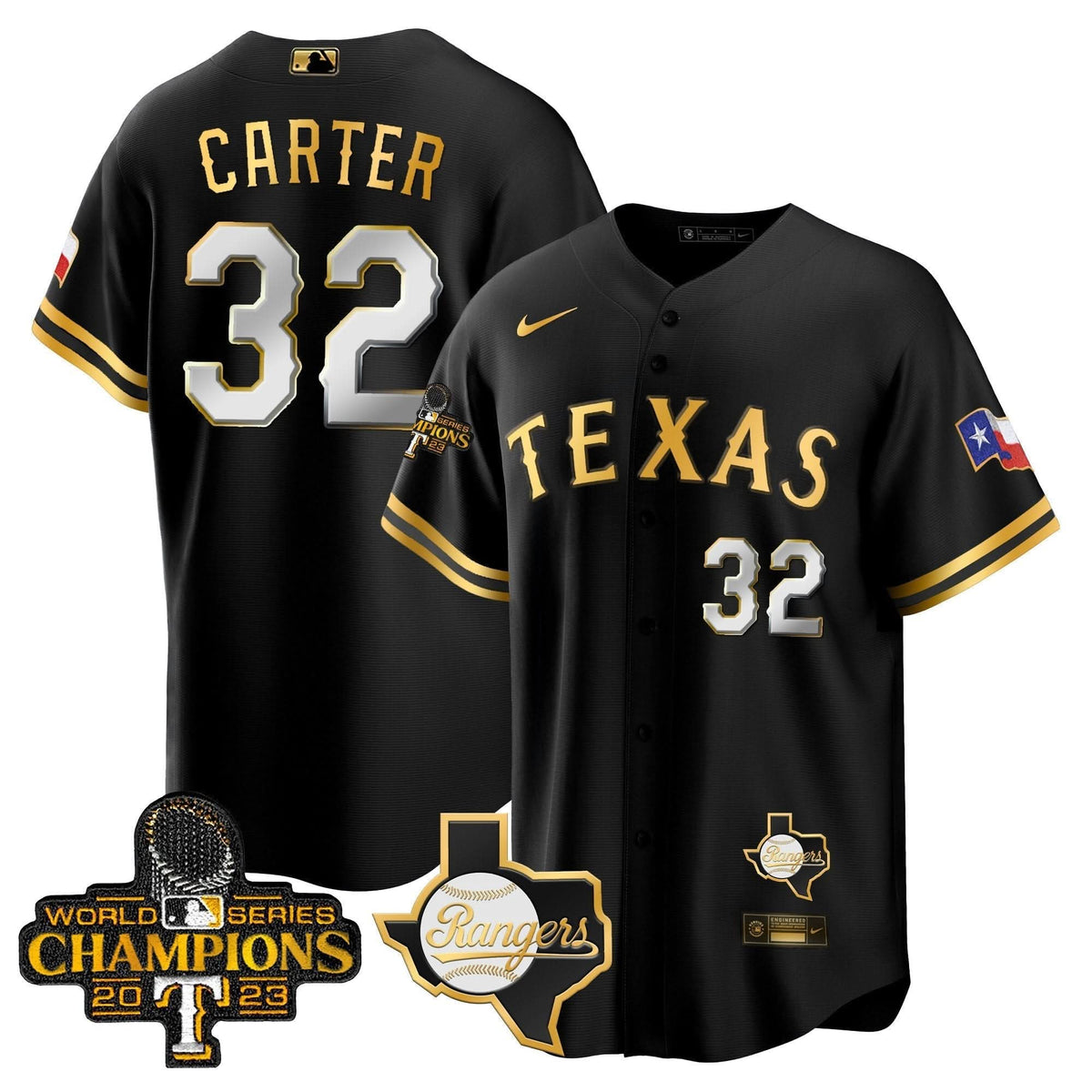 Texas Rangers 2023 World Series Champions Cool Base Jersey V2 - Stitched-Cuztomshoes