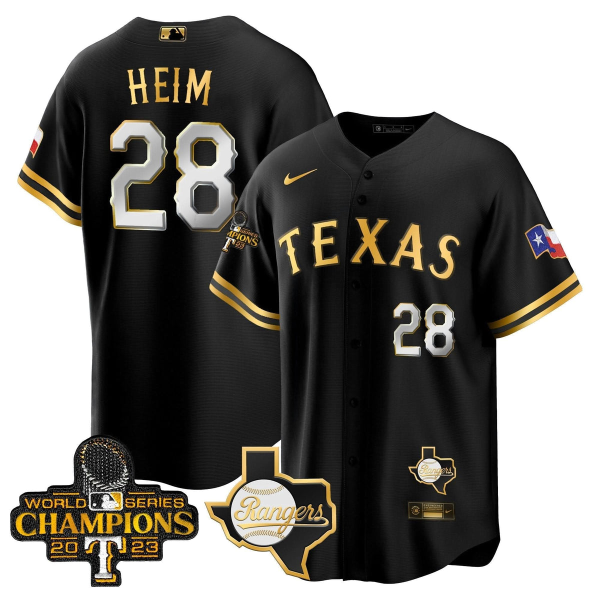 Texas Rangers 2023 World Series Champions Cool Base Jersey V2 - Stitched-Cuztomshoes