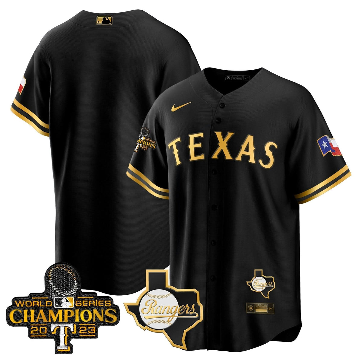 Texas Rangers 2023 World Series Champions Cool Base Jersey V2 - Stitched-Cuztomshoes