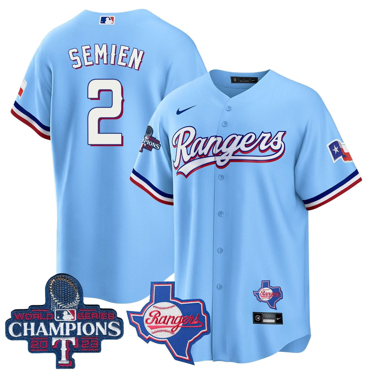 Texas Rangers 2023 World Series Champions Cool Base Jersey V2 - Stitched-Cuztomshoes