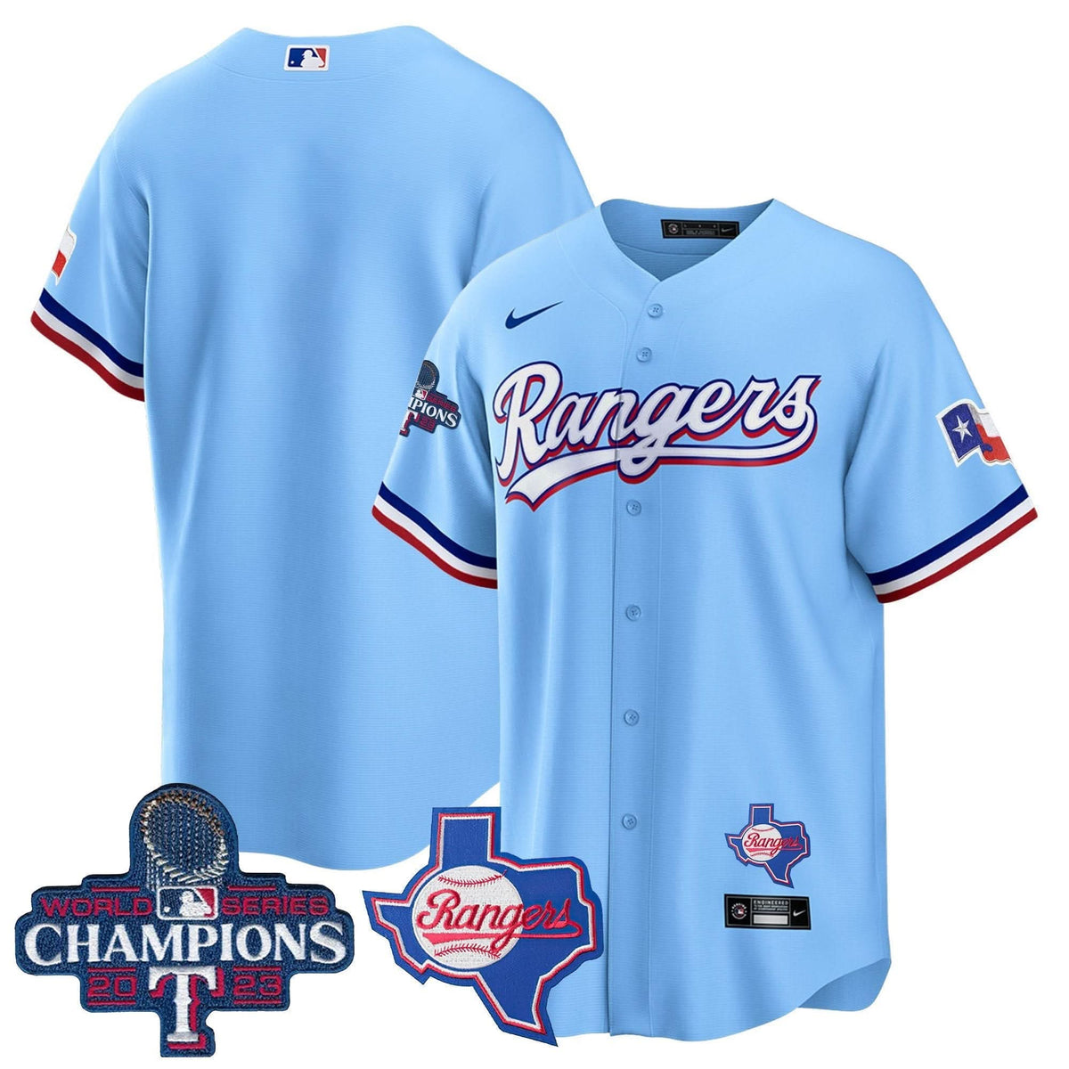 Texas Rangers 2023 World Series Champions Cool Base Jersey V2 - Stitched-Cuztomshoes