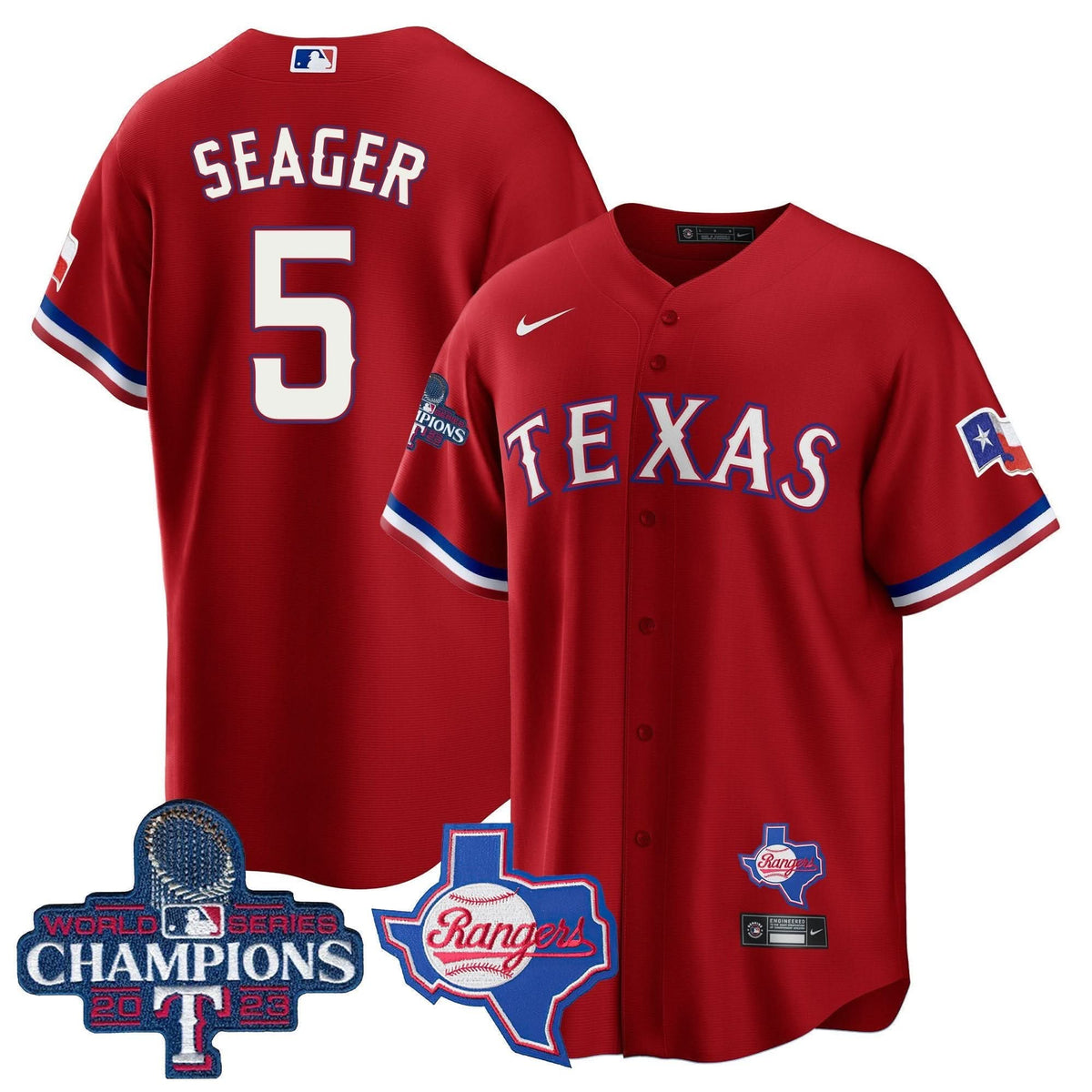 Texas Rangers 2023 World Series Champions Cool Base Jersey V2 - Stitched-Cuztomshoes