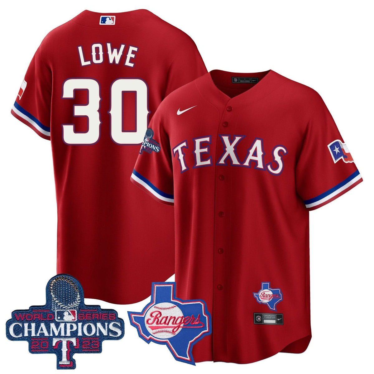Texas Rangers 2023 World Series Champions Cool Base Jersey V2 - Stitched-Cuztomshoes