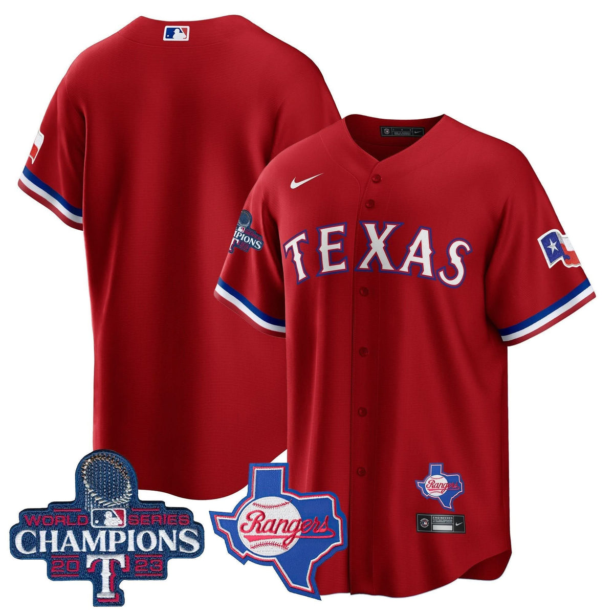 Texas Rangers 2023 World Series Champions Cool Base Jersey V2 - Stitched-Cuztomshoes