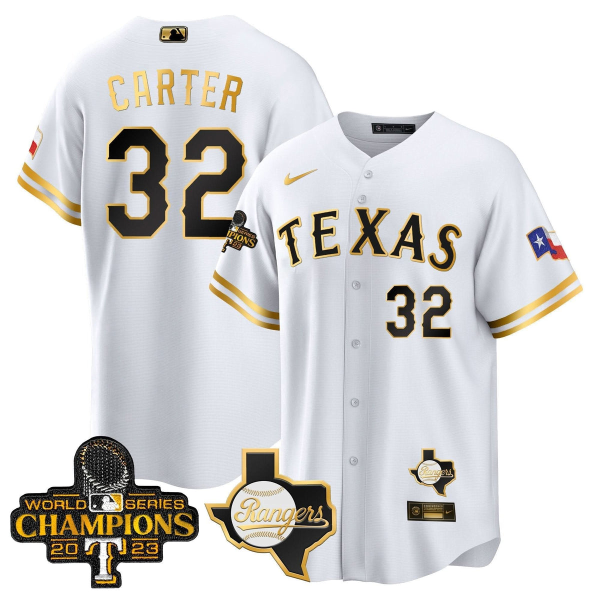Texas Rangers 2023 World Series Champions Cool Base Jersey V2 - Stitched-Cuztomshoes