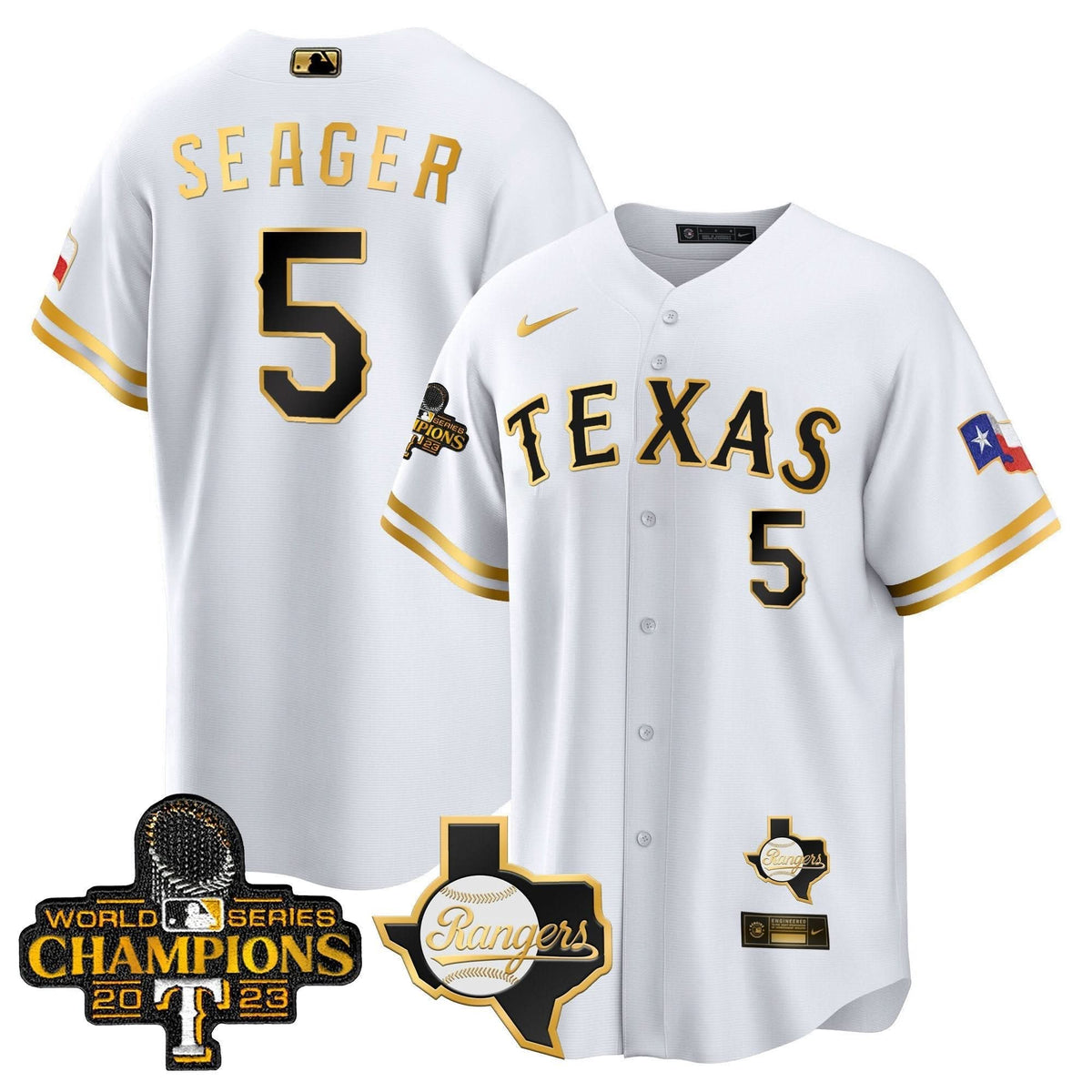 Texas Rangers 2023 World Series Champions Cool Base Jersey V2 - Stitched-Cuztomshoes