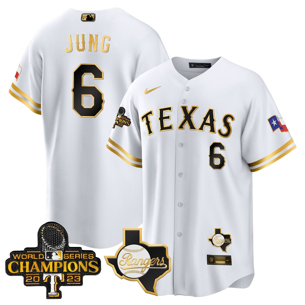 Texas Rangers 2023 World Series Champions Cool Base Jersey V2 - Stitched-Cuztomshoes