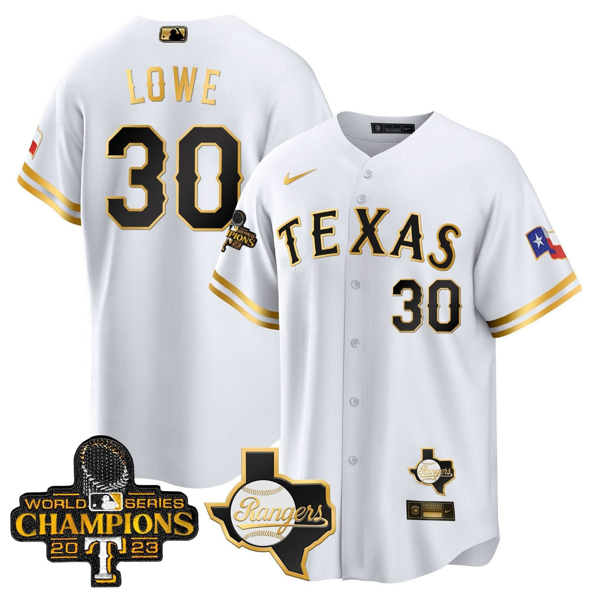 Texas Rangers 2023 World Series Champions Cool Base Jersey V2 - Stitched-Cuztomshoes