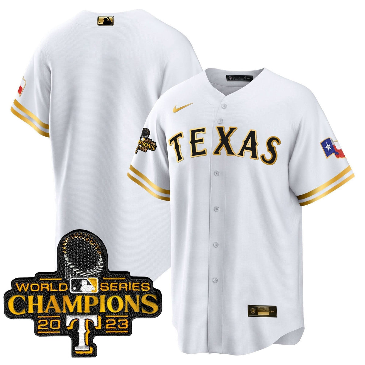 Texas Rangers 2023 World Series Champions Cool Base Jersey V2 - Stitched-Cuztomshoes