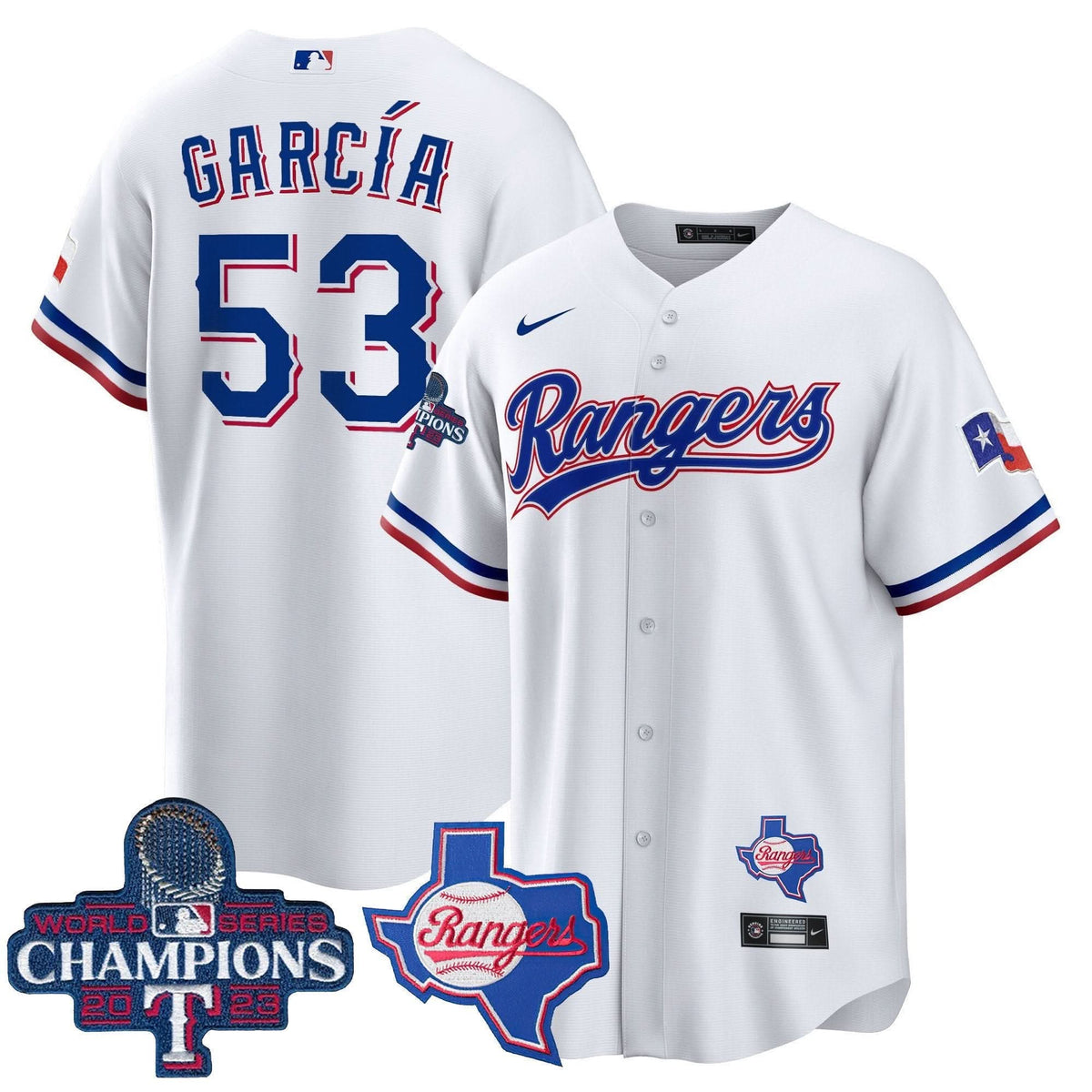 Texas Rangers 2023 World Series Champions Cool Base Jersey V2 - Stitched-Cuztomshoes