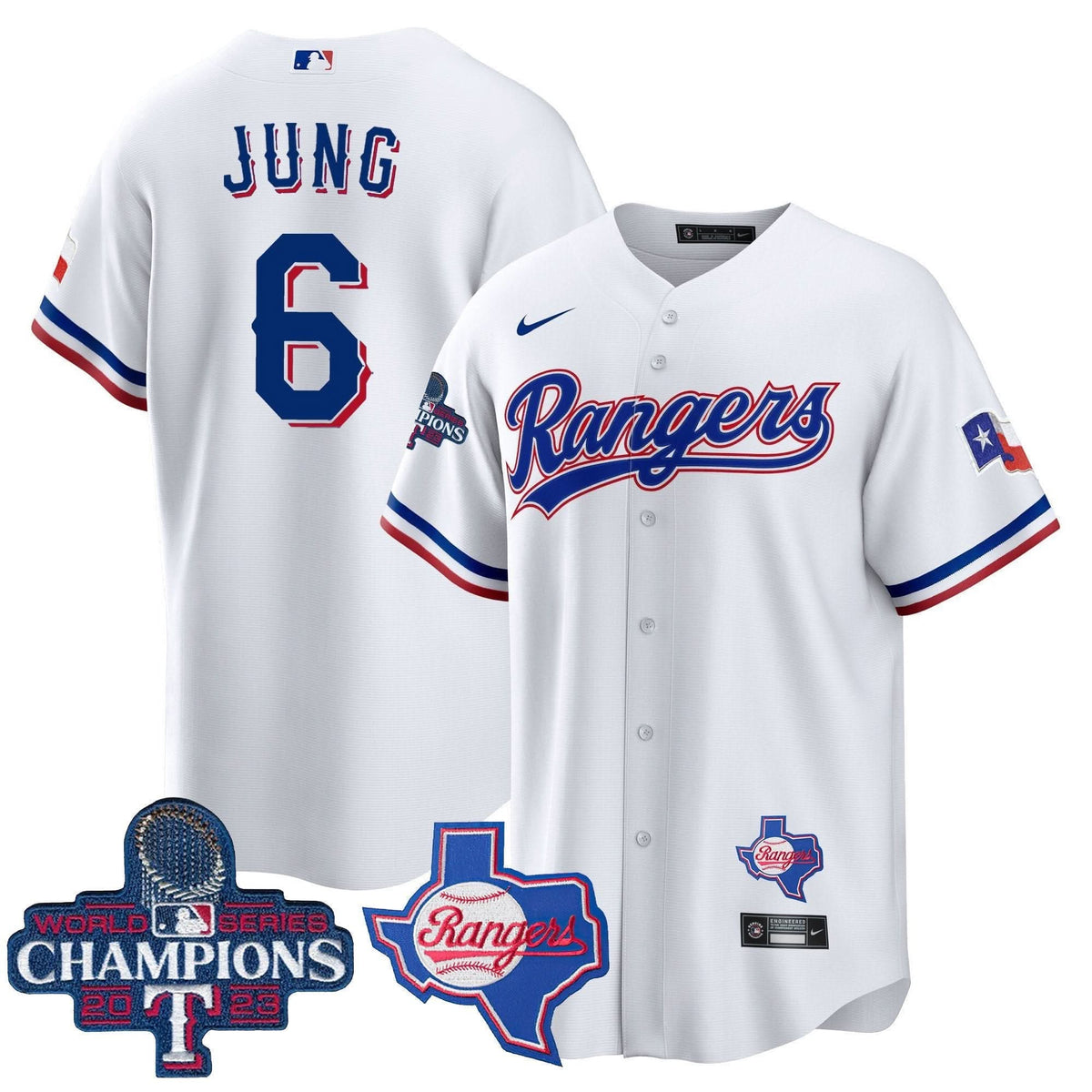 Texas Rangers 2023 World Series Champions Cool Base Jersey V2 - Stitched-Cuztomshoes
