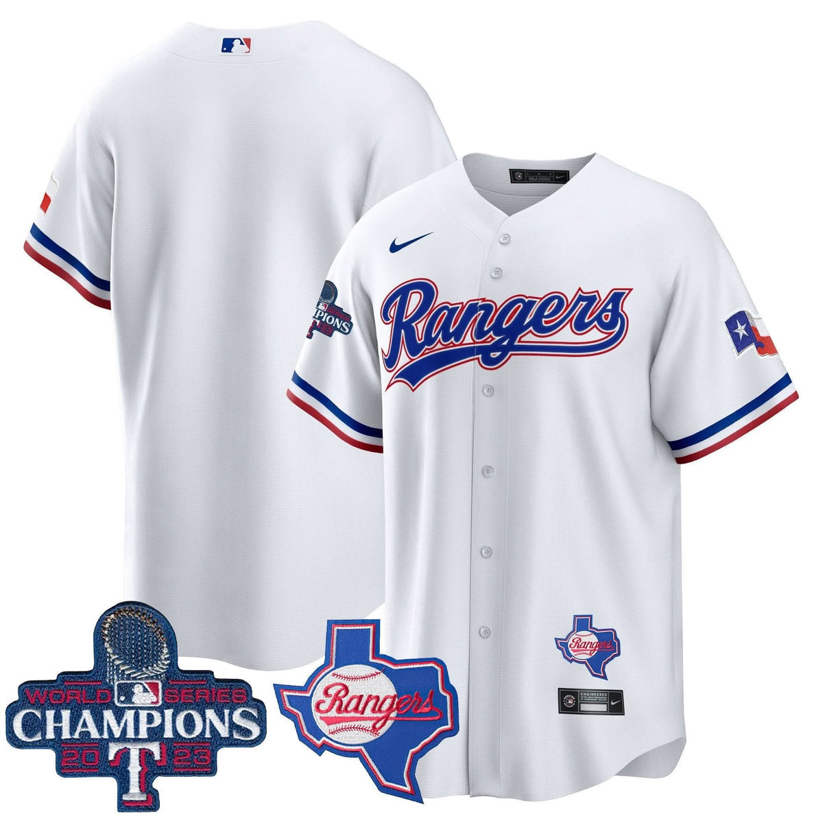 Texas Rangers 2023 World Series Champions Cool Base Jersey V2 - Stitched-Cuztomshoes