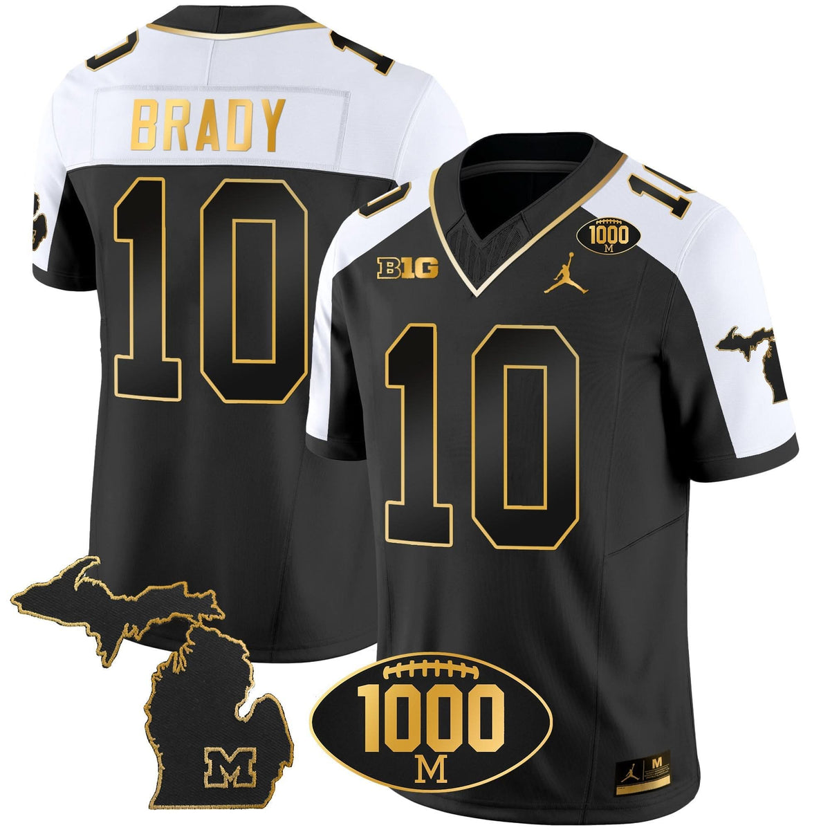 Michigan Wolverines 1000 Wins Patch Gold Jersey V2