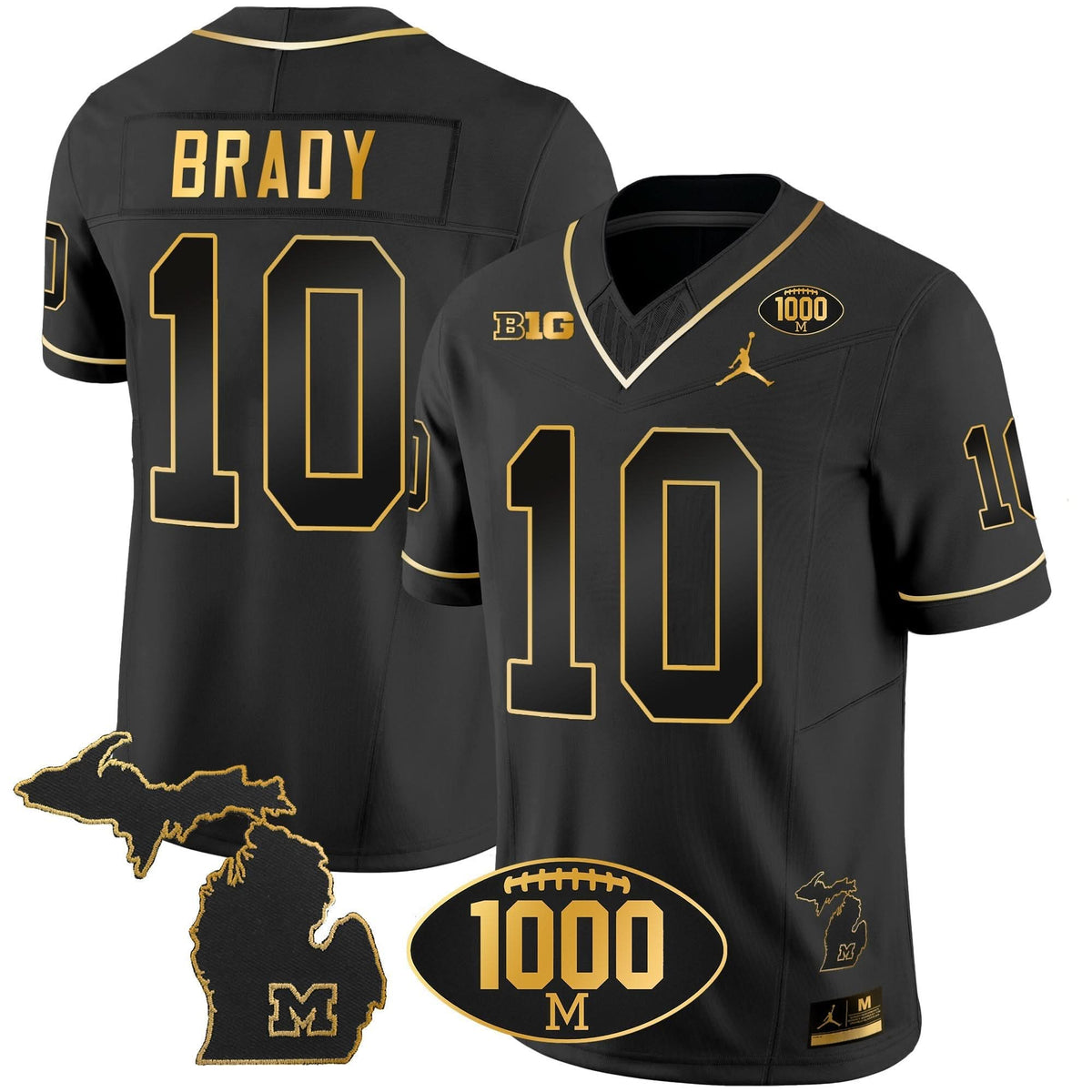 Michigan Wolverines 1000 Wins Patch Gold Jersey V2